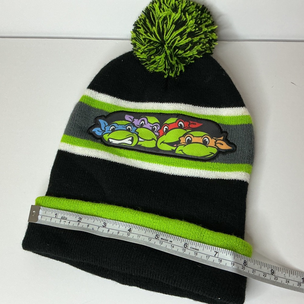 Nickelodeon Teenage Mutant Ninja Turtles Kids Beanie Hat Pom Winter TMNT Green - Picture 5 of 5